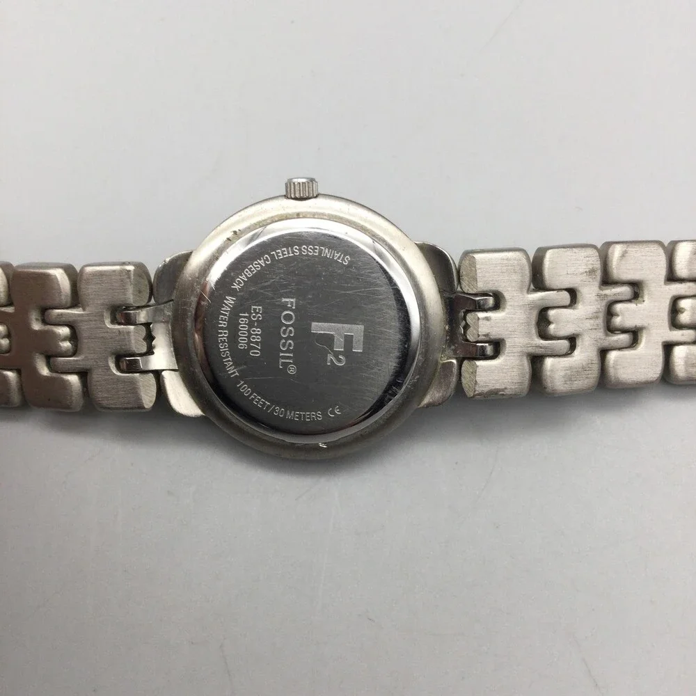 Vintage Fossil ES8070 Womens Watch 25mm Blue Dial Date New Battery 6.25